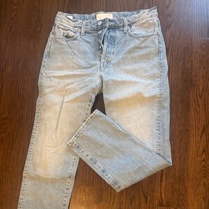 MOTHER Faded Blue Straight Leg Jeans